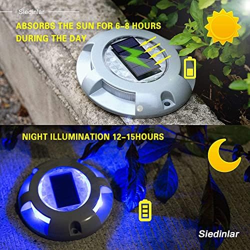 Siedinlar Solar Deck Lights – IP68 Waterproof Aluminum Ground Lights, 12 Pack
