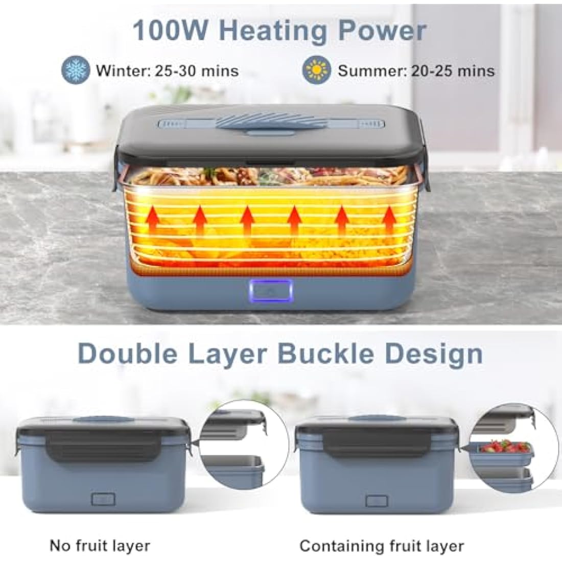Herrfilk 100W Electric Lunch Box – 1.8L Heated Bento for Car, Truck & Home