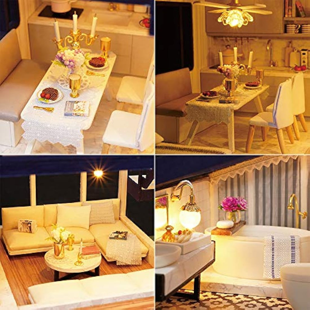 Spilay DIY Miniature Dollhouse Kit: 1:24 Wooden Model with Music Box