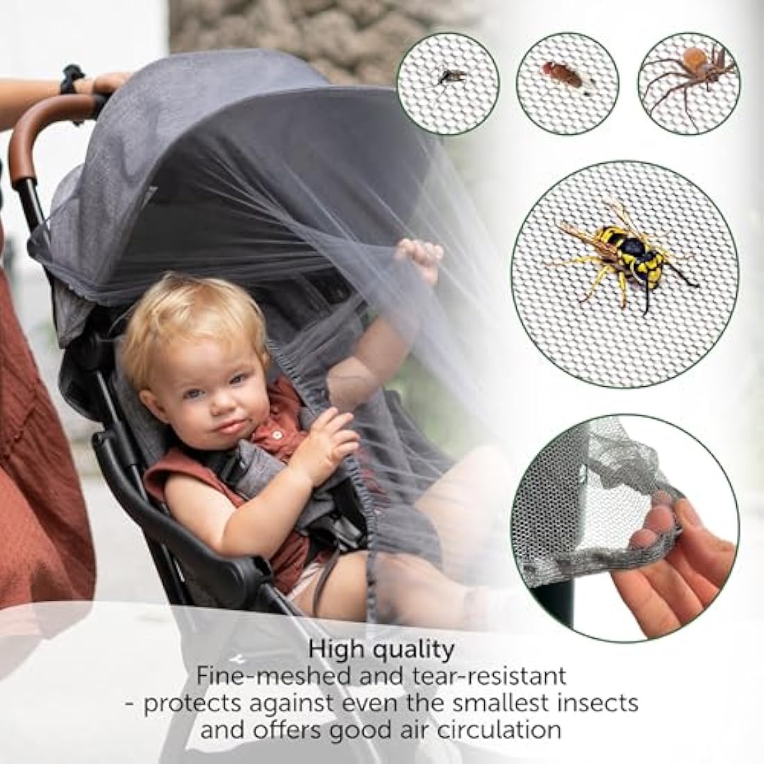 Zamboo Universal Mosquito Net for Prams and Strollers - Fine Mesh, Grey