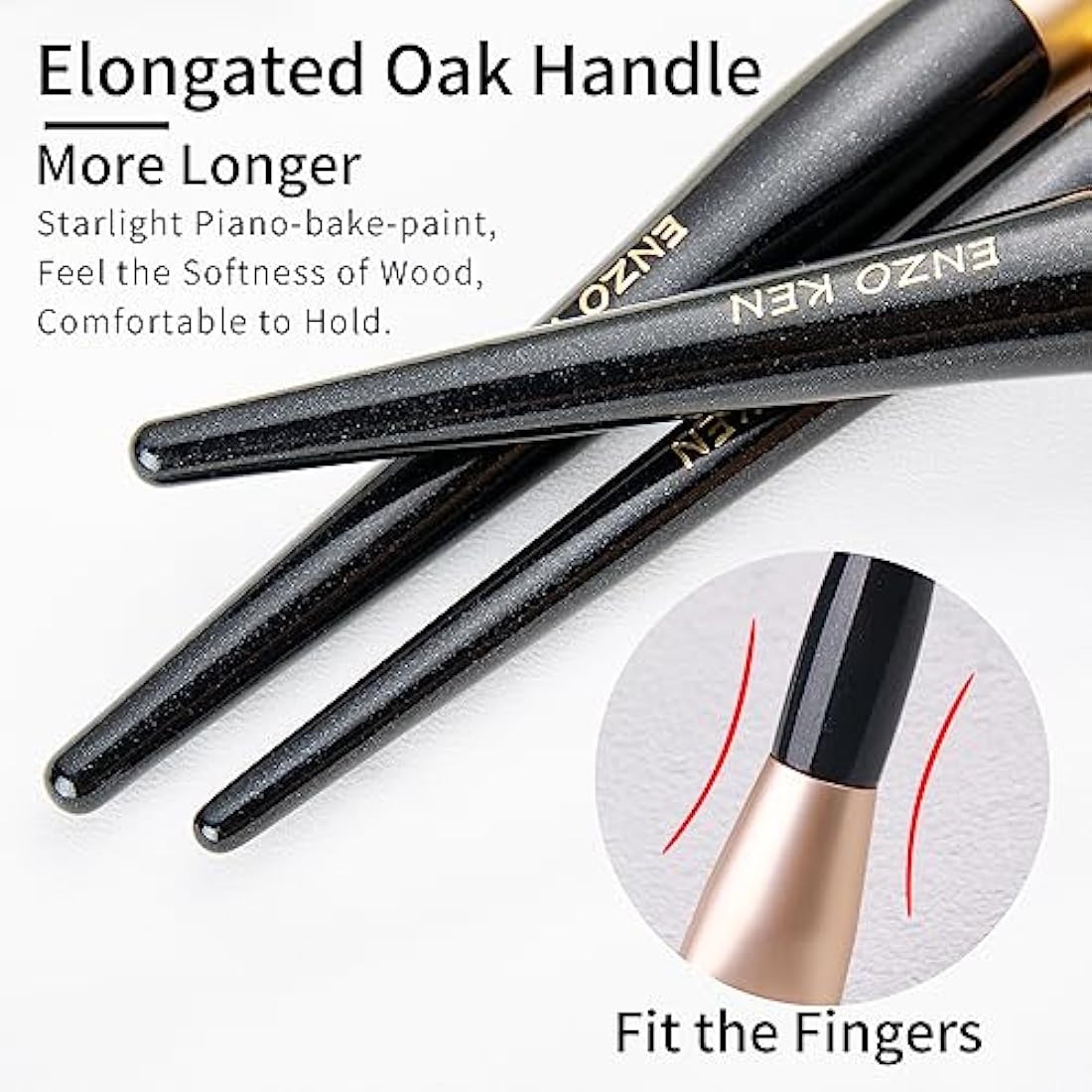 ENZO KEN Natural Goat Hair Makeup Brush Set with Oak Handle - 15pc