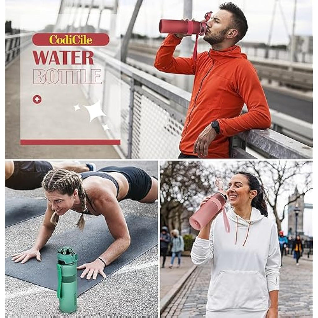 CodiCile 1L Sports Water Bottle – BPA Free Leak Proof Gym Bottle, Red