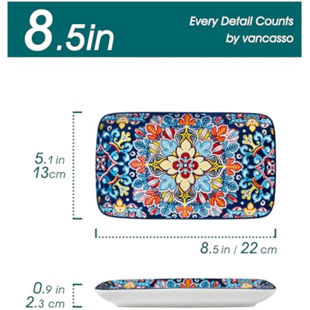 vancasso SIMI Porcelain Serving Platter Set - 8.5" Bohemian Sushi Plates