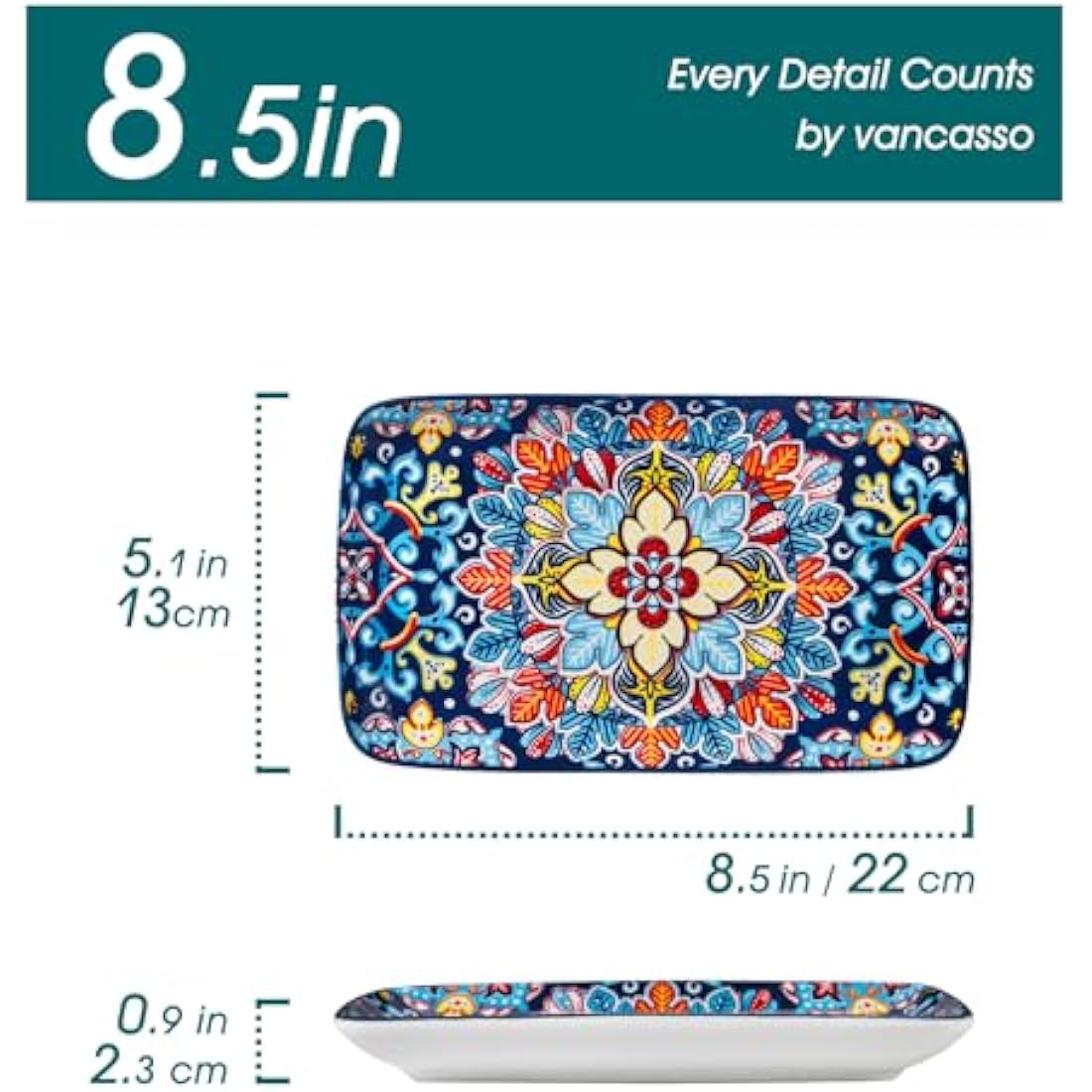 vancasso SIMI Porcelain Serving Platter Set - 8.5" Bohemian Sushi Plates