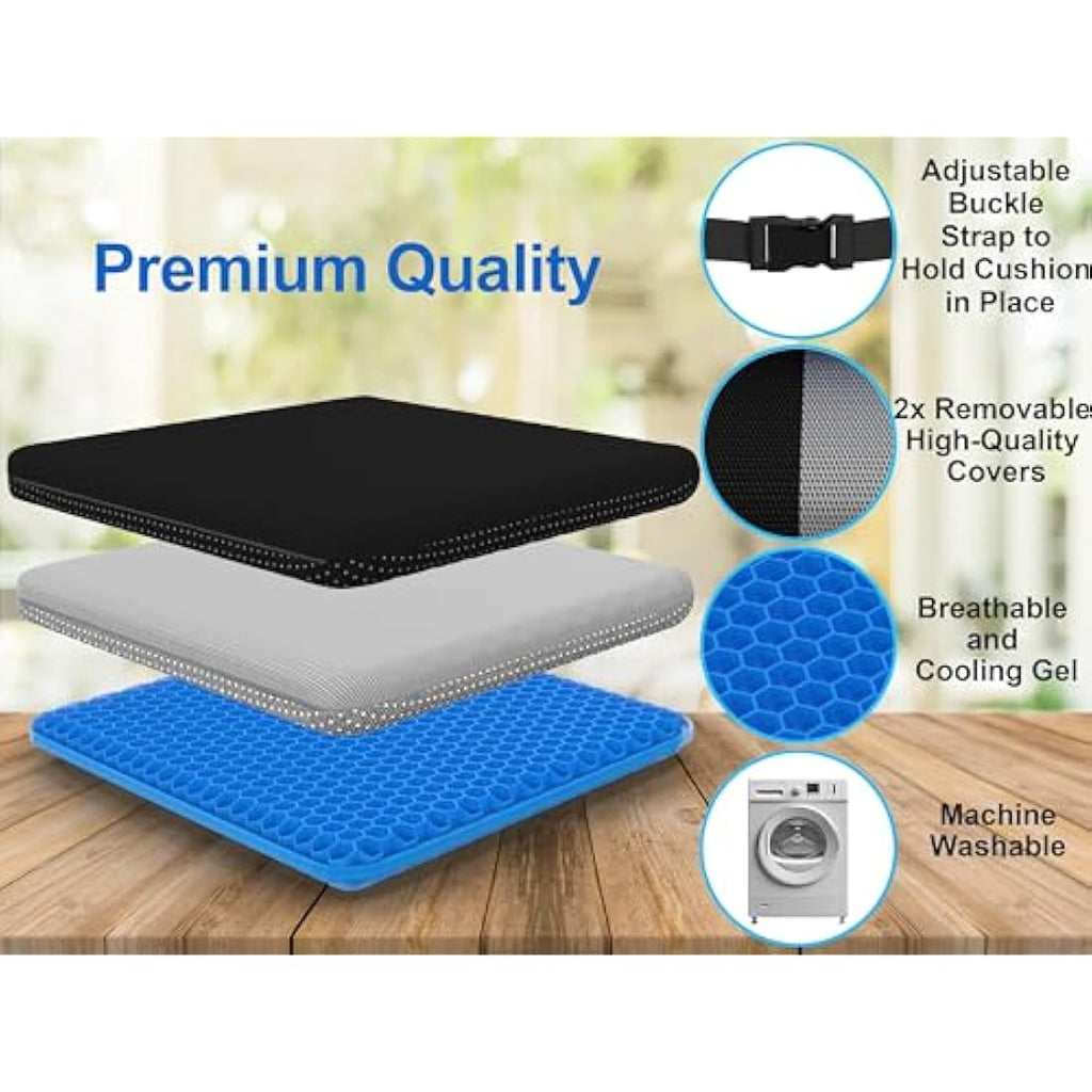 b.comfi Gel Seat Cushion | Orthopedic Pressure Relief with 2 Covers