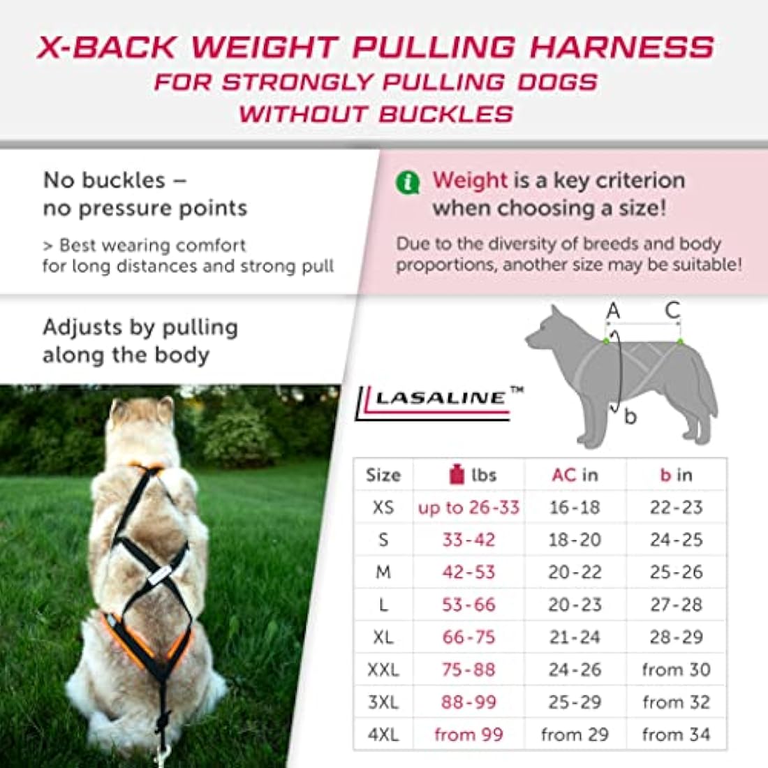 Lasaline X-Back Dog Pulling Harness for Canicross and Bikejoring