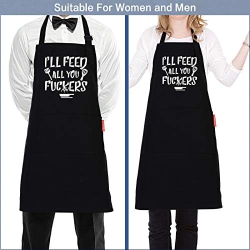 APRONPANDA I'll Feed All You Funny BBQ Chef Apron with 2 Pockets