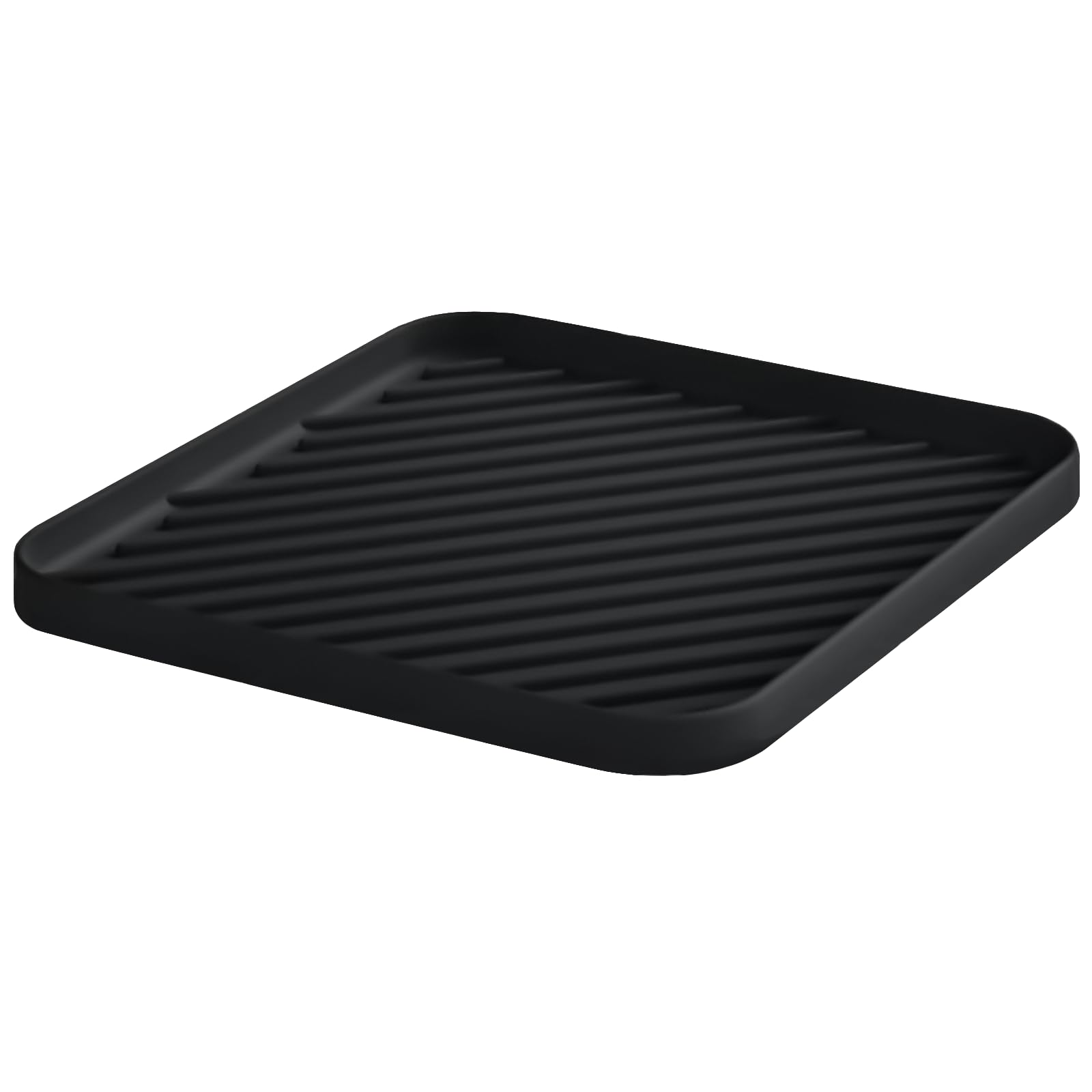 HvOvMvE Silicone Sink Organizer Tray – Non-Slip Kitchen Drying Mat, Black