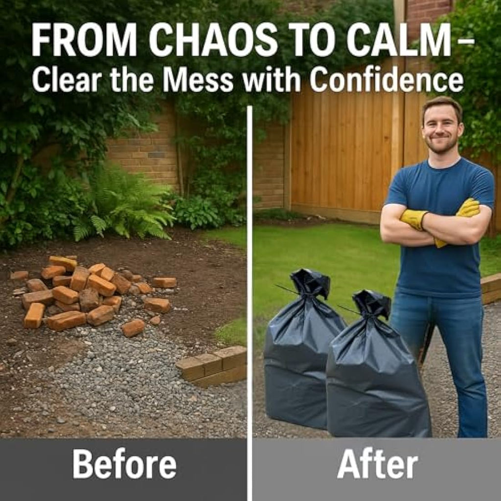 Calzette Heavy Duty Rubble Sacks – 100μm Thick Garden Waste Bags, 40L