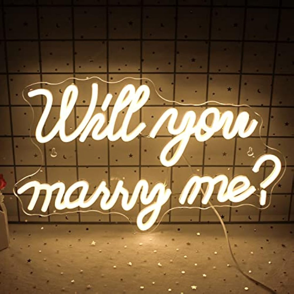 Wanxing Will You Marry Me Neon Sign – Warm White LED Proposal Decor