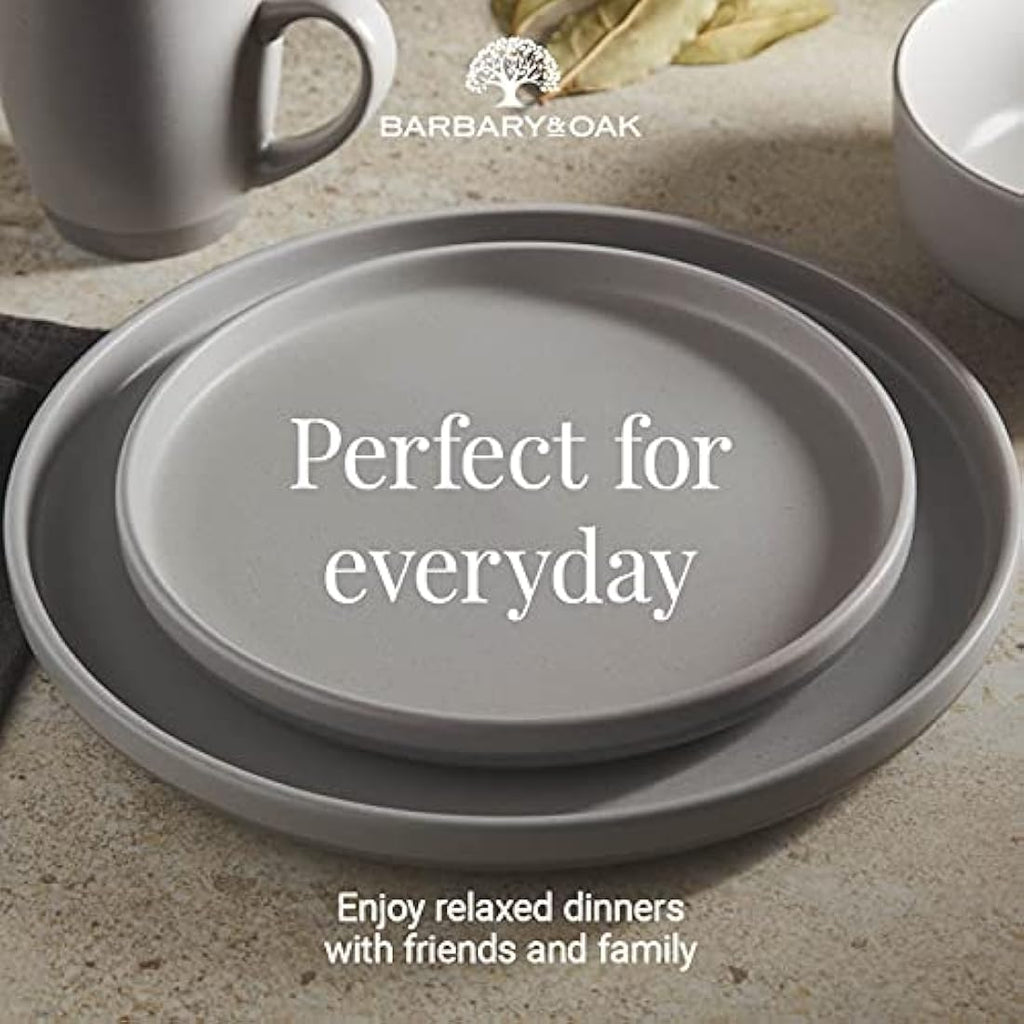 Barbary & Oak Avena 16 Piece Stoneware Dinnerware Set | Fossil Grey