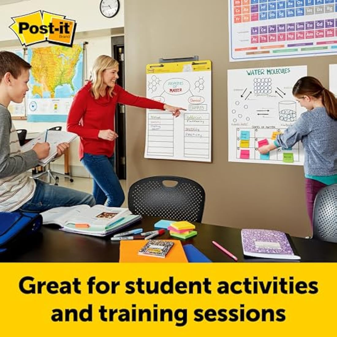 Post-it Super Sticky Wall Pad Meeting Chart, White, 20 Sheets, 2 Pack