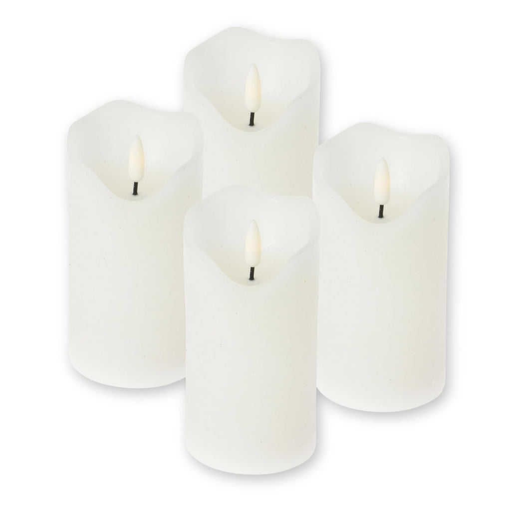 ToCi LED Echtwachskerzen Set 4-teilig – Weiß mit Timer & Docht
