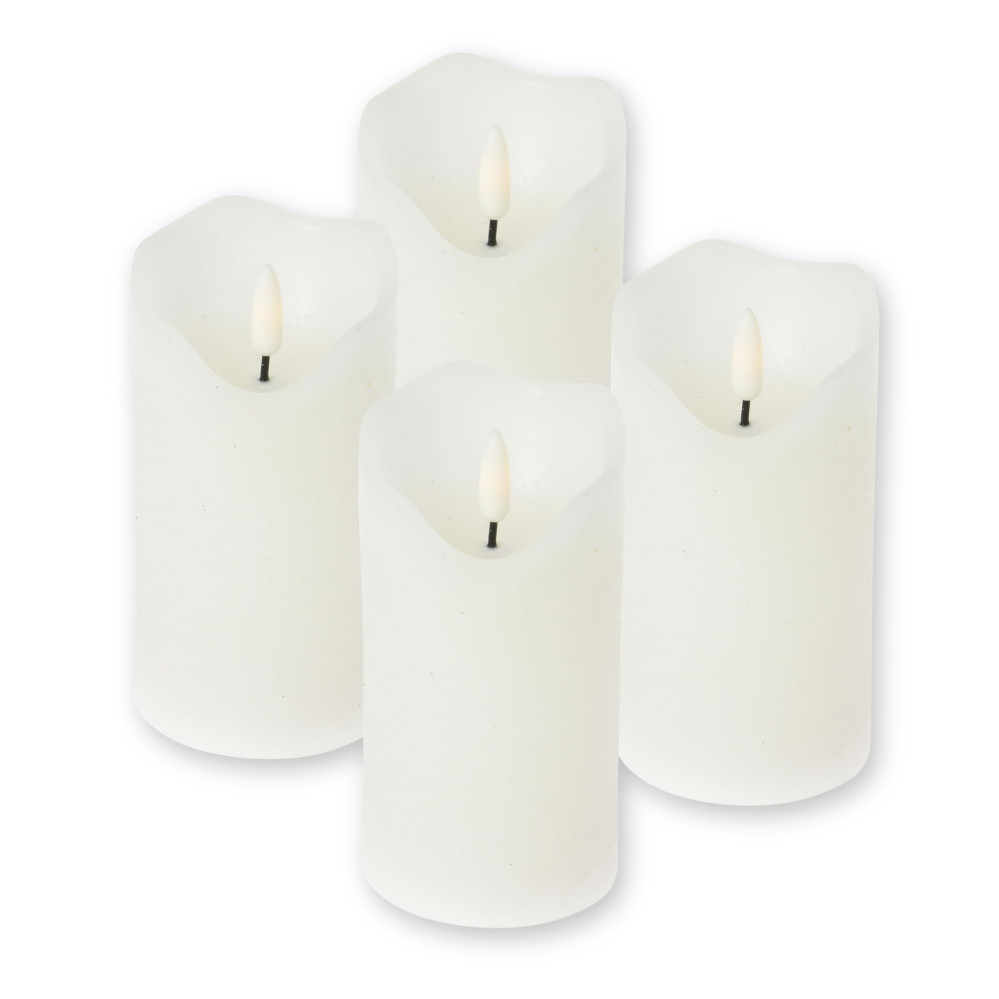 ToCi LED Echtwachskerzen Set 4-teilig – Weiß mit Timer & Docht