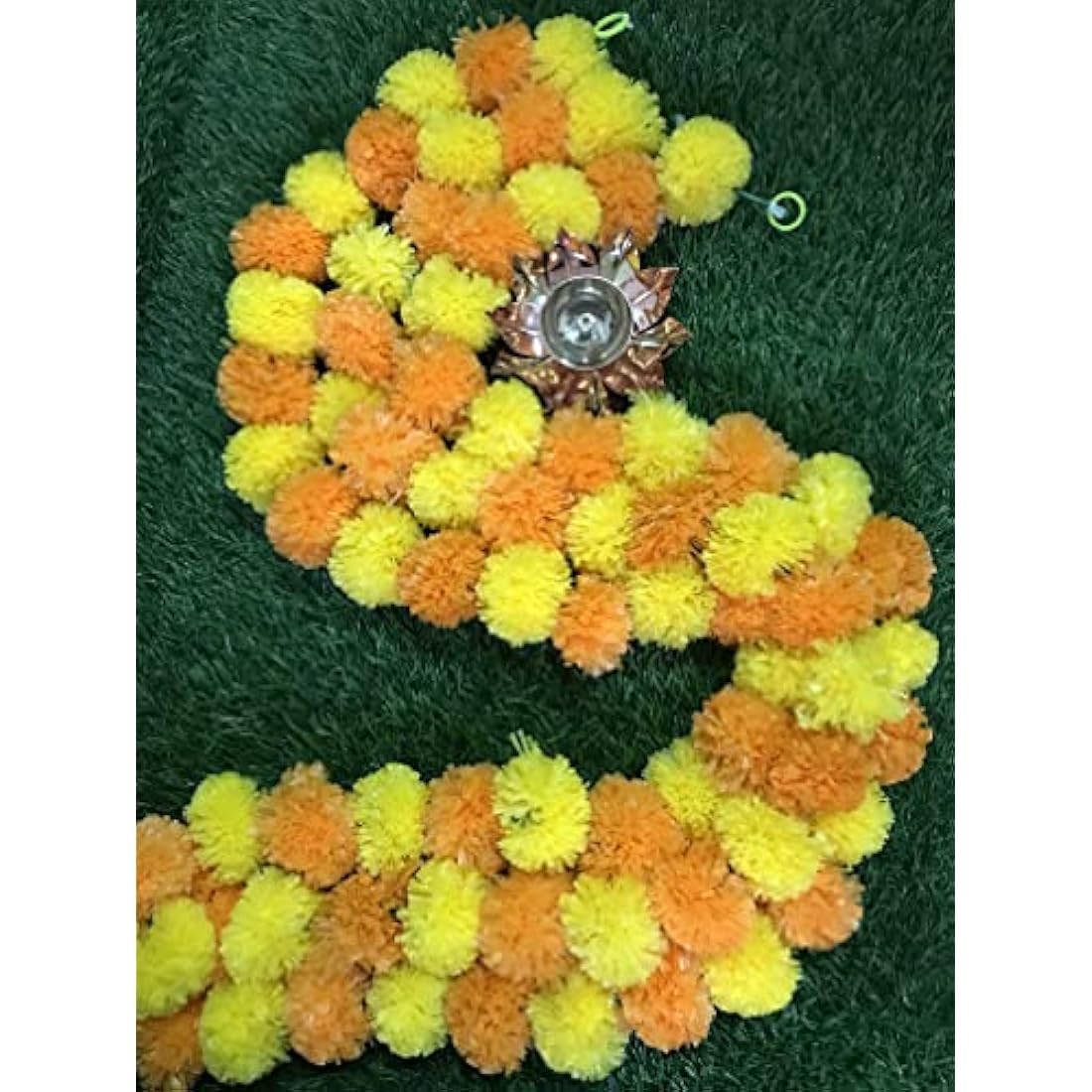 Artificial Marigold Flower Garlands - 5ft Orange & Yellow (5 Pack)