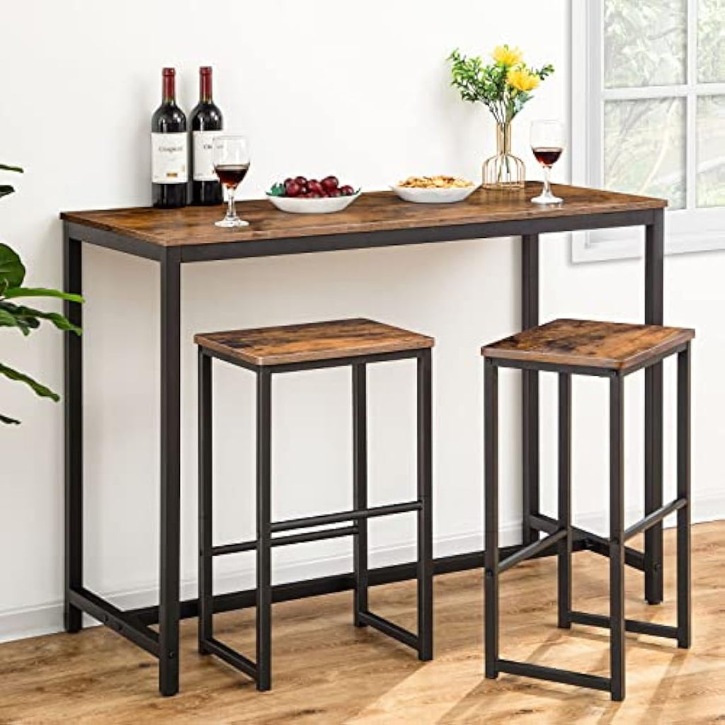 HOOBRO Industrial Bar Stools Set of 2 – Rustic Brown and Black Steel