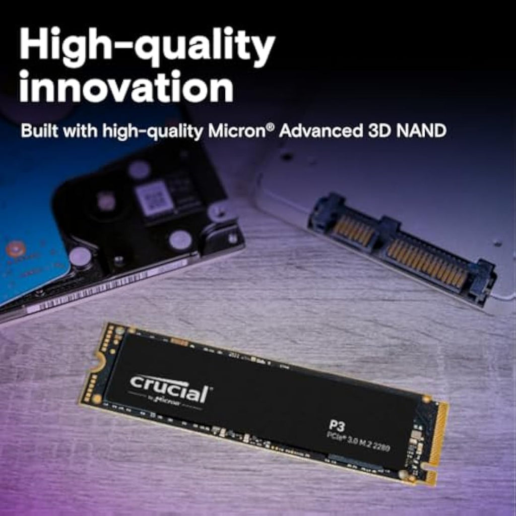 Crucial P3 500GB NVMe M.2 Internal SSD – PCIe Gen3 Up to 3500MB/s