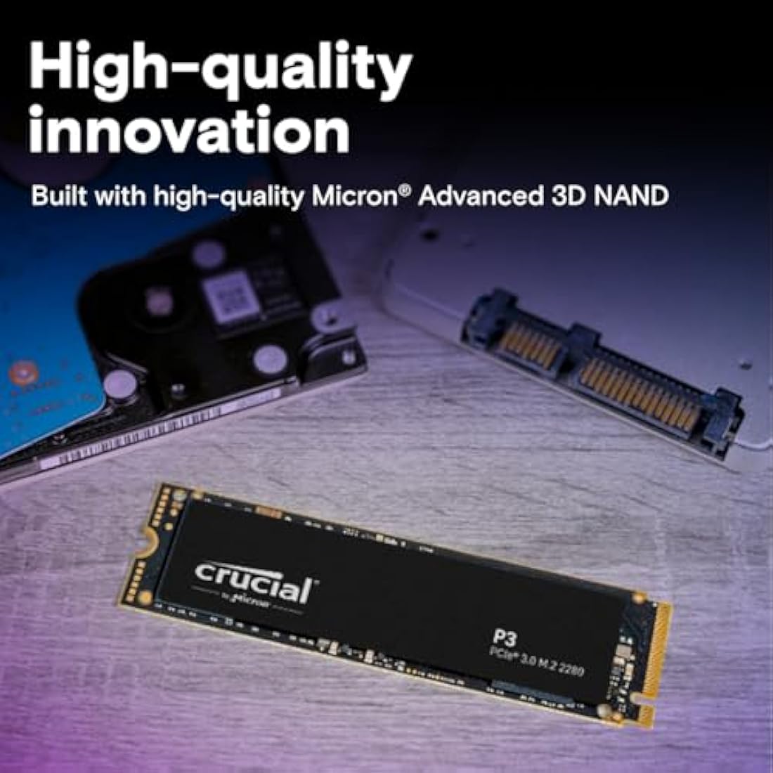 Crucial P3 500GB NVMe M.2 Internal SSD – PCIe Gen3 Up to 3500MB/s