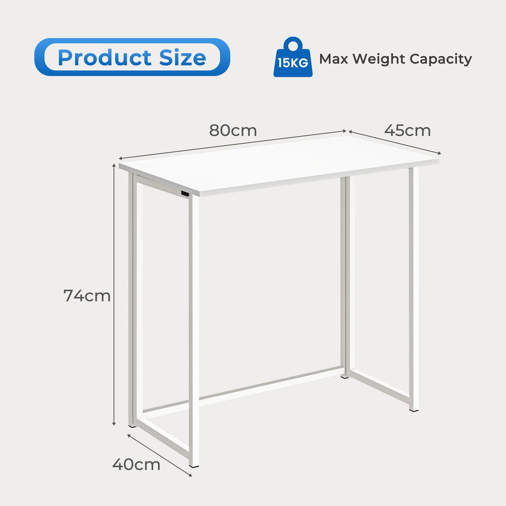 Dripex Compact Folding Computer Desk – No Assembly Craft Table, White