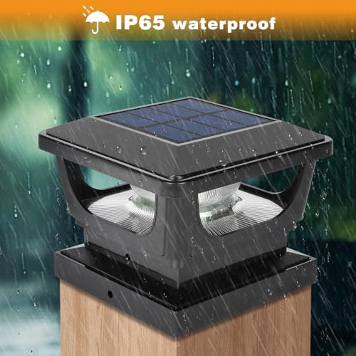 GEYUEYA Solar Post Cap Lights | Warm White IP65 Waterproof Fence Lamps - 6 Pack