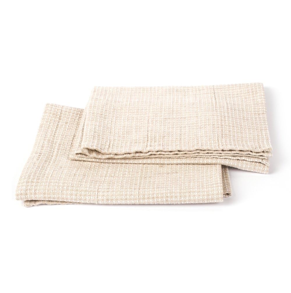 LinenMe Natural Wafer Weave Linen Cotton Hand Towels - 47 x 70 cm