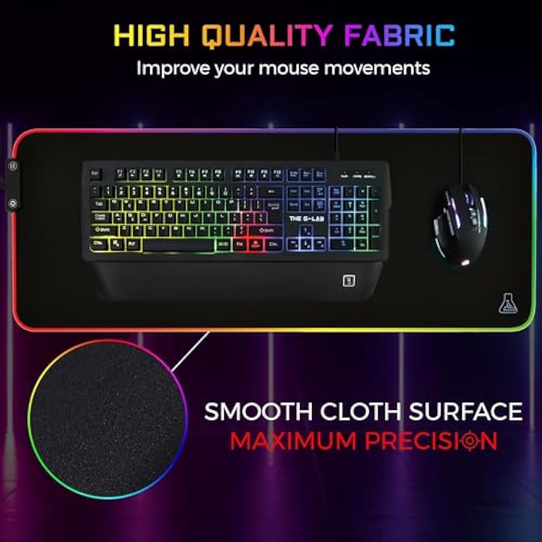 G-LAB Pad Rubidium XXL RGB Gaming Mouse Pad – 800x300mm Water Resistant