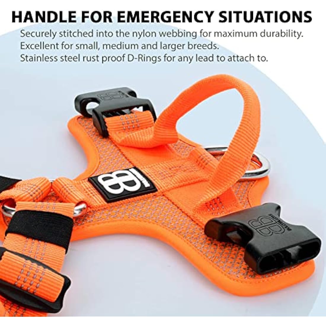 BullyBillows Active Light Dog Harness | Reflective Padded Nylon – Orange