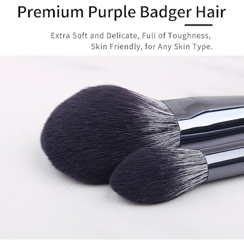 ENZO KEN Natural Badger Hair Makeup Brush Set | Walnut Handle with Case