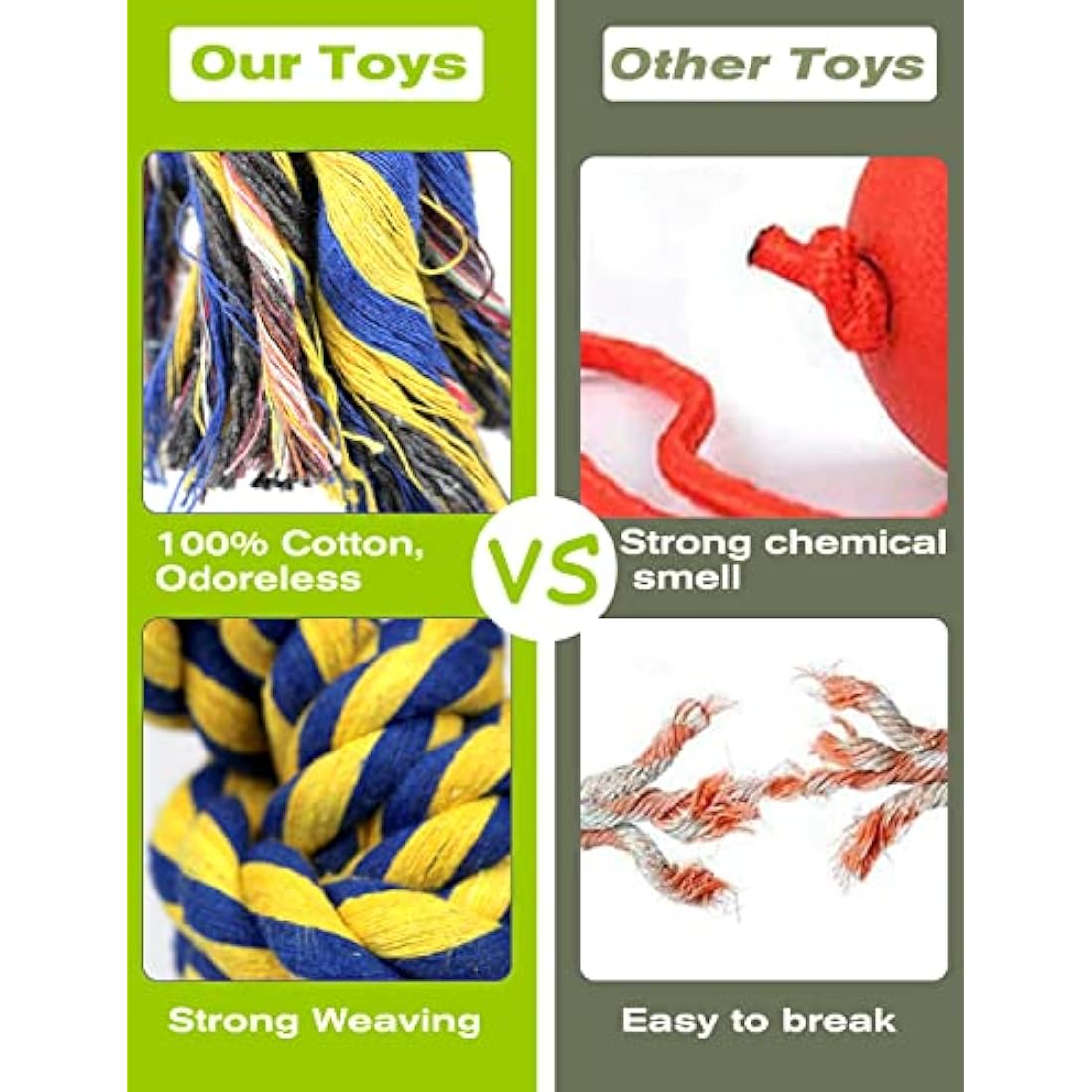 Jolof Store Heavy Duty Dog Rope Toys – 2 Pack Indestructible Cotton Ropes