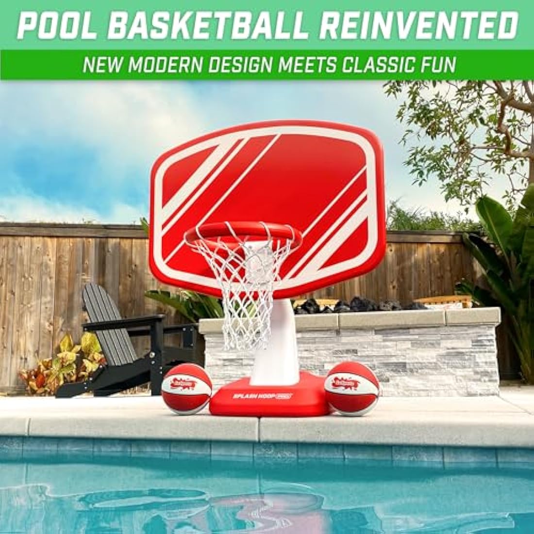 GoSports Splash Hoop Poolside Basketball Game with 2 Balls and Pump