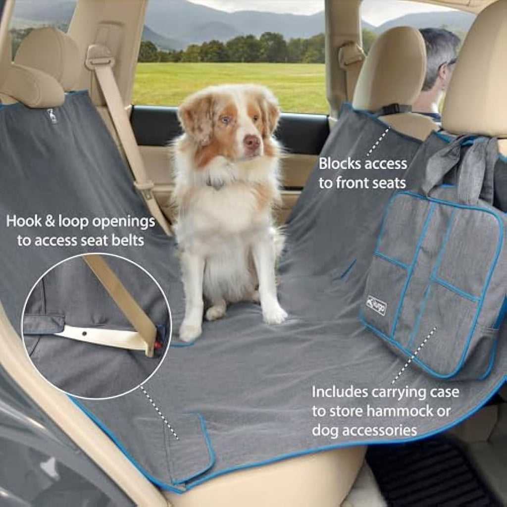 Kurgo Heather Dog Car Seat Hammock – Waterproof Protector, Charcoal