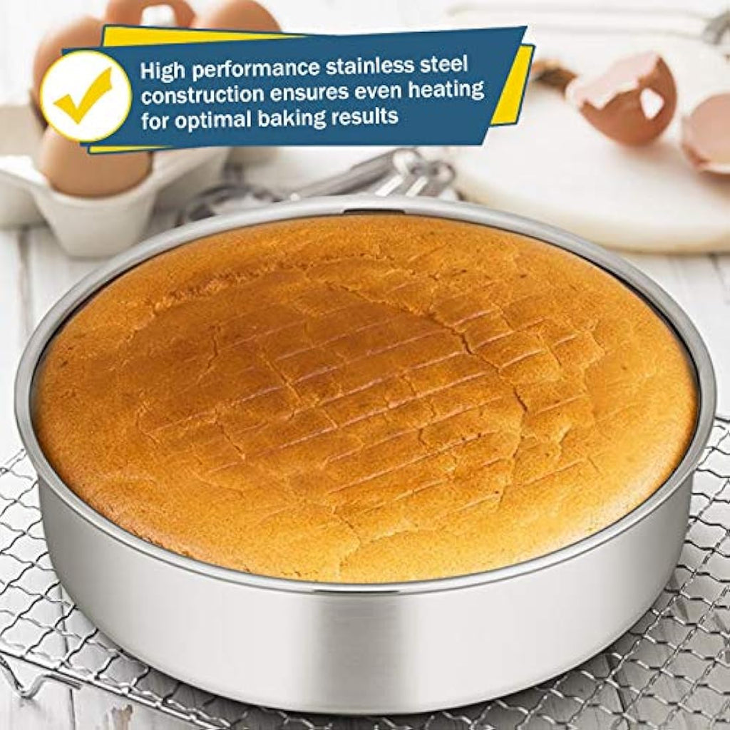 Homikit 9.5 Inch Round Cake Tin Set | 3-Piece Stainless Steel Baking Pans