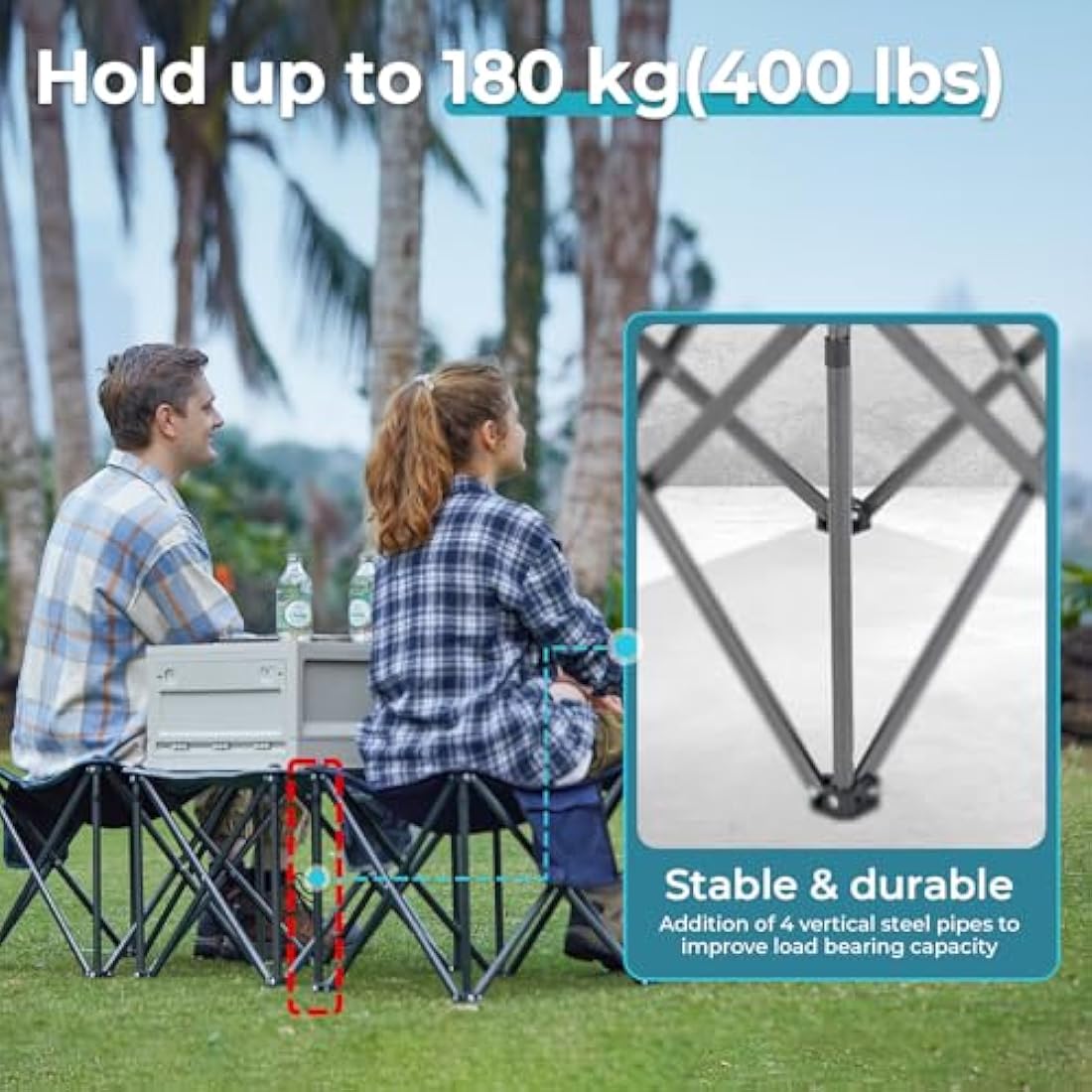 FUNDANGO Heavy Duty Camping Stool | Padded Folding Seat with Carry Bag