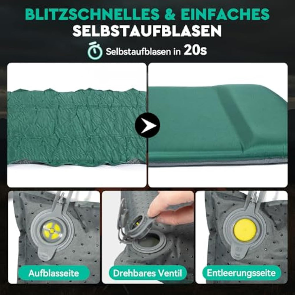 Hikenture Self-Inflating Sleeping Mat – 8cm Thick Foam Camping Mattress