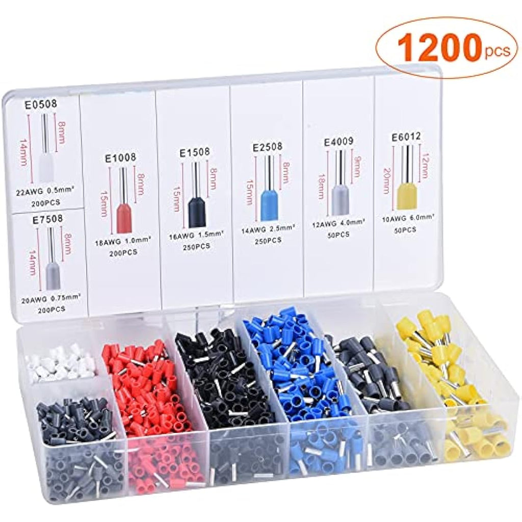 Preciva Ferrule Crimper Plier Kit | 1200 Terminal Connectors | AWG 28-10