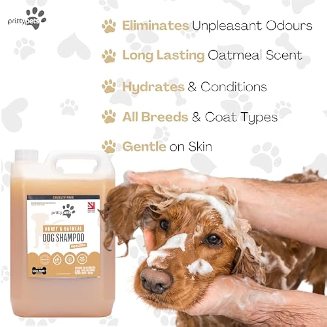 Pritty Pets Oatmeal Dog Shampoo | Professional PH Balanced Formula - 5L