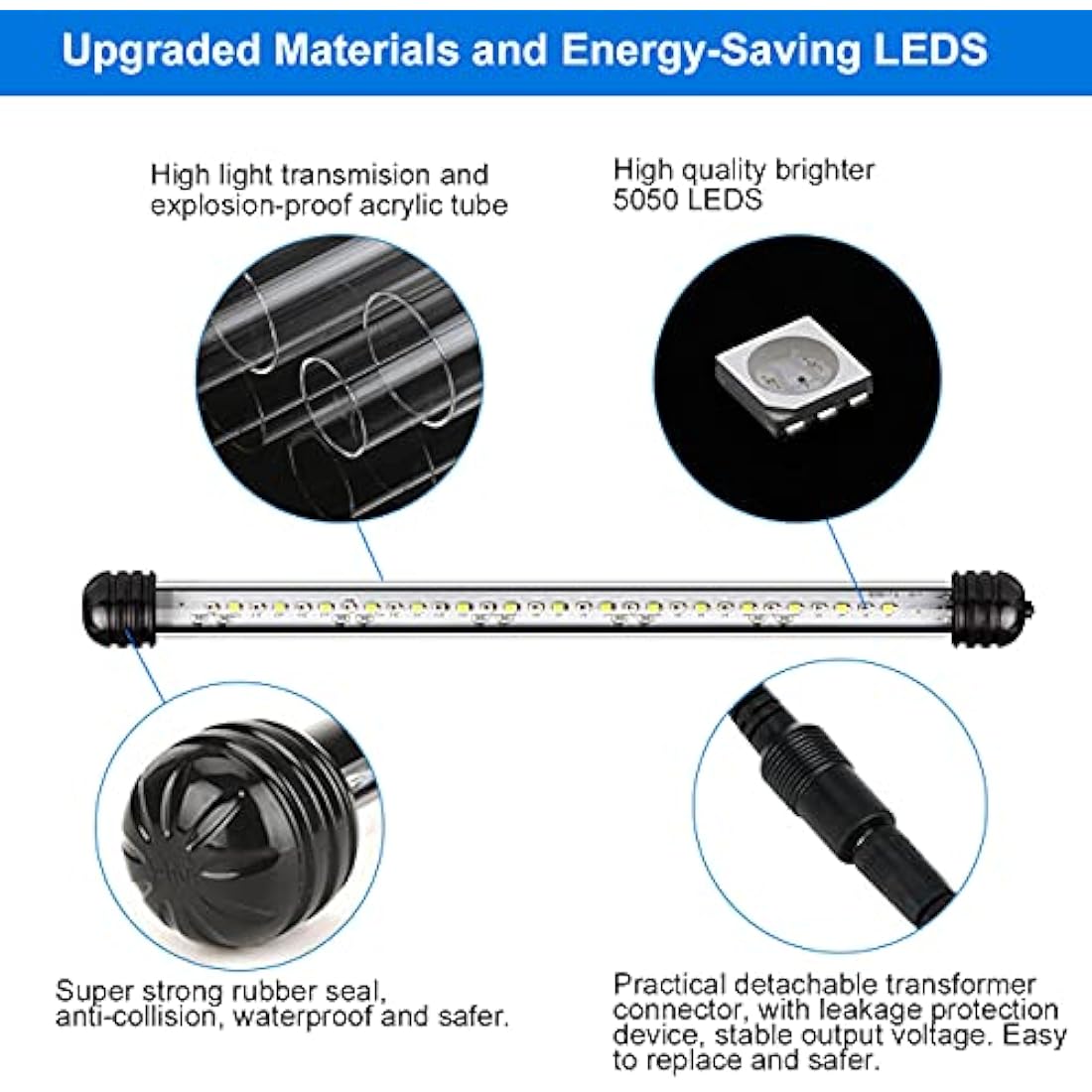 VARMHUS LED Aquarium Light – Submersible Fish Tank Lamp with Timer
