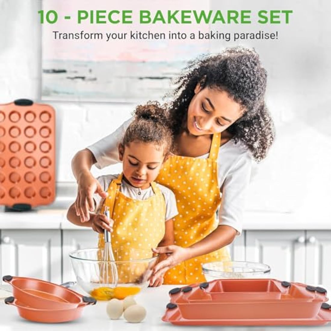 NutriChef 10-Piece Non-Stick Carbon Steel Bakeware Set – Copper