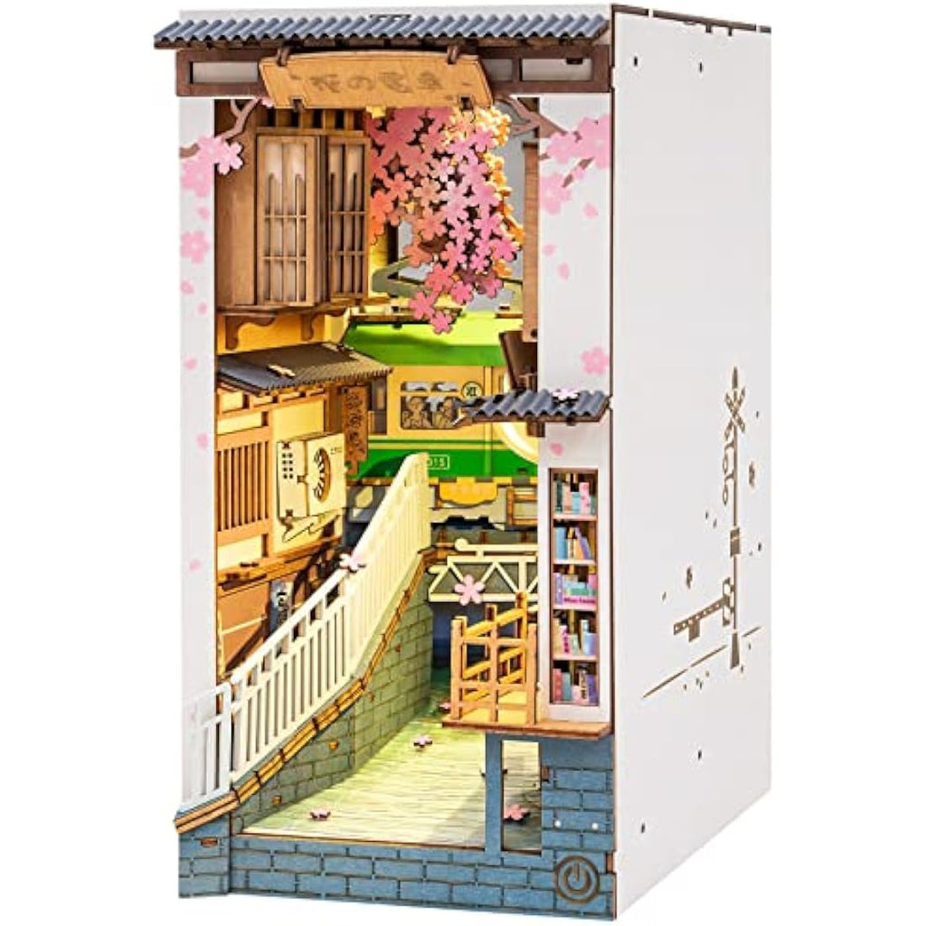 Robotime Sakura Densya DIY Wooden Book Nook Kit – Miniature Dollhouse