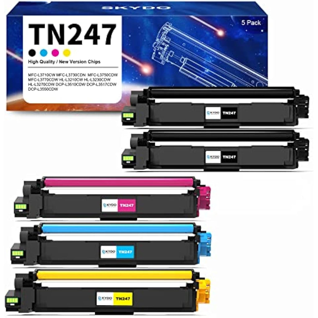 Skydo TN247 TN243 Compatible Toner Cartridge for Brother Printers (5-Pack)