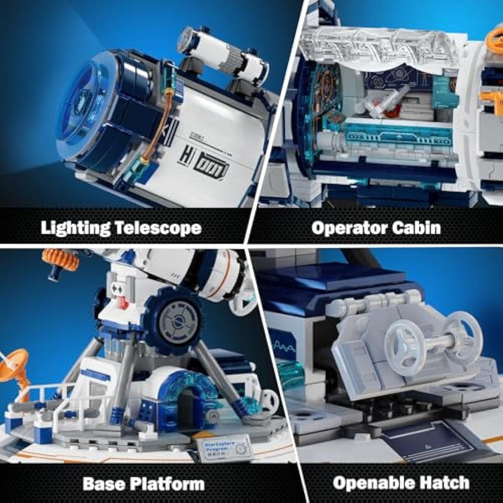 JMBricklayer Space Telescope Building Set with Lights - 995PCS Model Kit