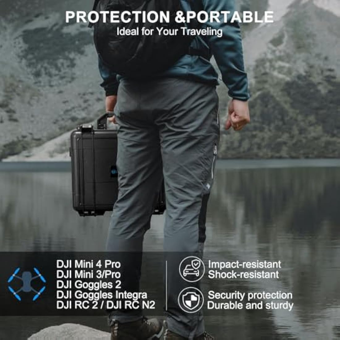 Lekufee Waterproof Hard Case for DJI Mini 4 Pro & Mini 3 – IP67 Shell