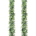 LOMOHOO 2-Pack 12FT Artificial Eucalyptus Garland with White Flowers