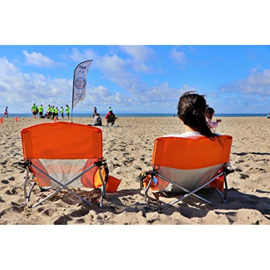 Nice C Low Beach Camping Folding Chair – Heavy Duty Set of 2 Orange