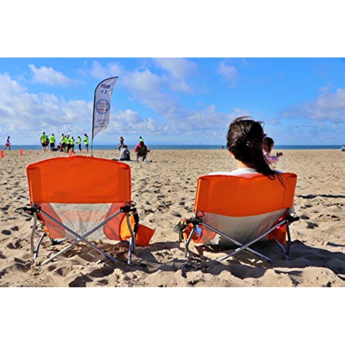 Nice C Low Beach Camping Folding Chair – Heavy Duty Set of 2 Orange