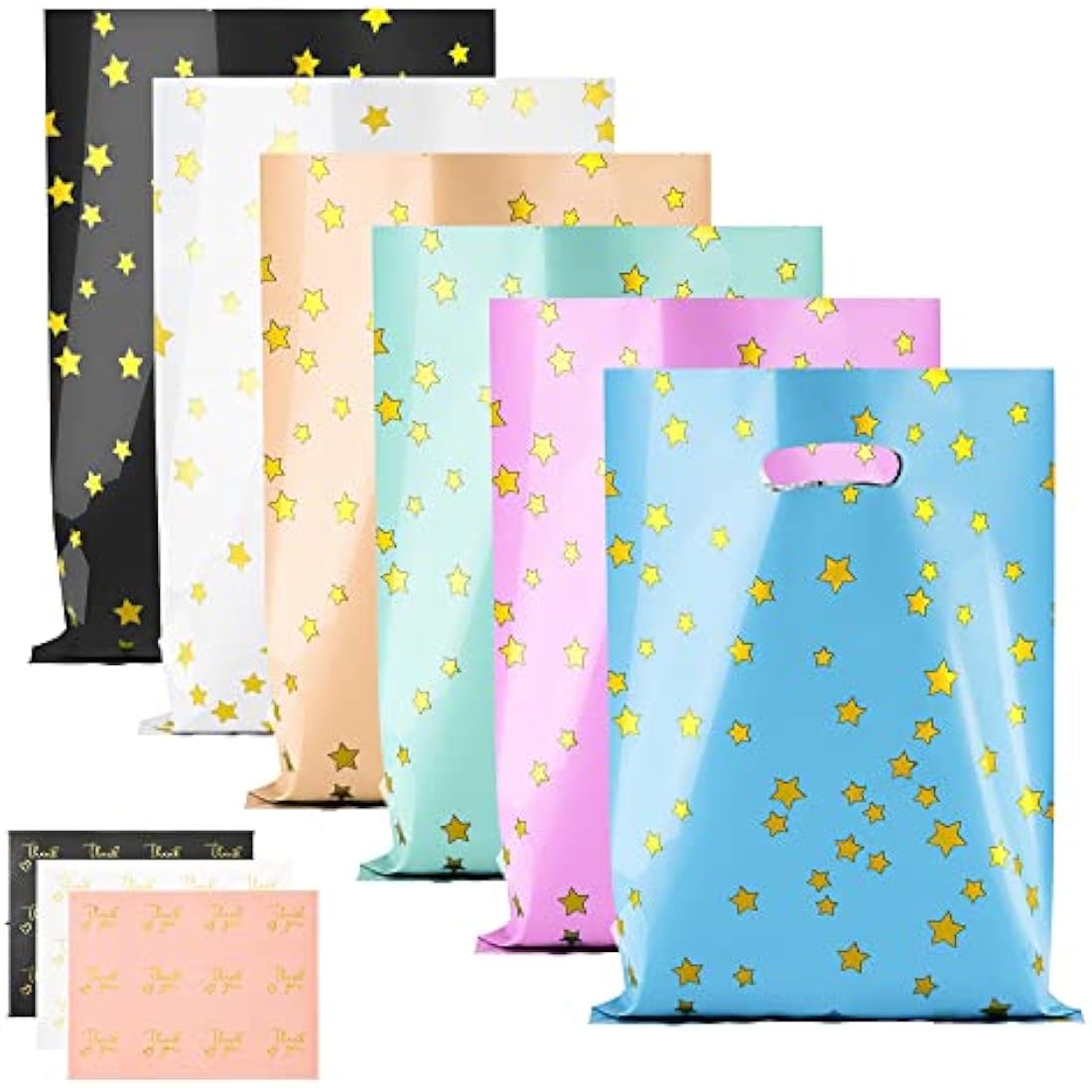 Jolof Store 60 Pcs Starry Party Favor Bags with Handles and Stickers