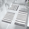 Pauwer 3-Piece Microfiber Bath Mat Set | Non-Slip Absorbent Bathroom Rugs
