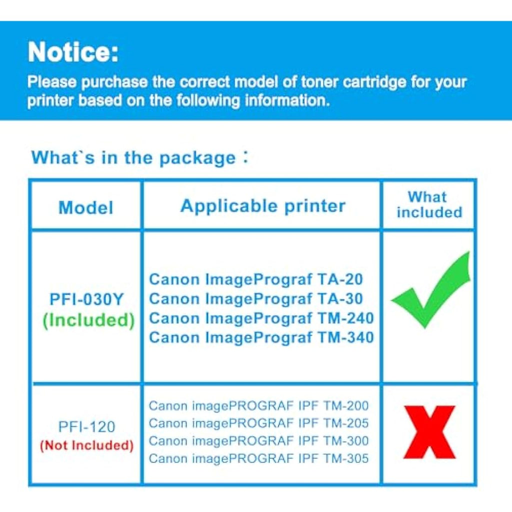LCL PFI-030 Yellow Ink Cartridge for Canon ImagePrograf TA-20 TA-30 | 55ml