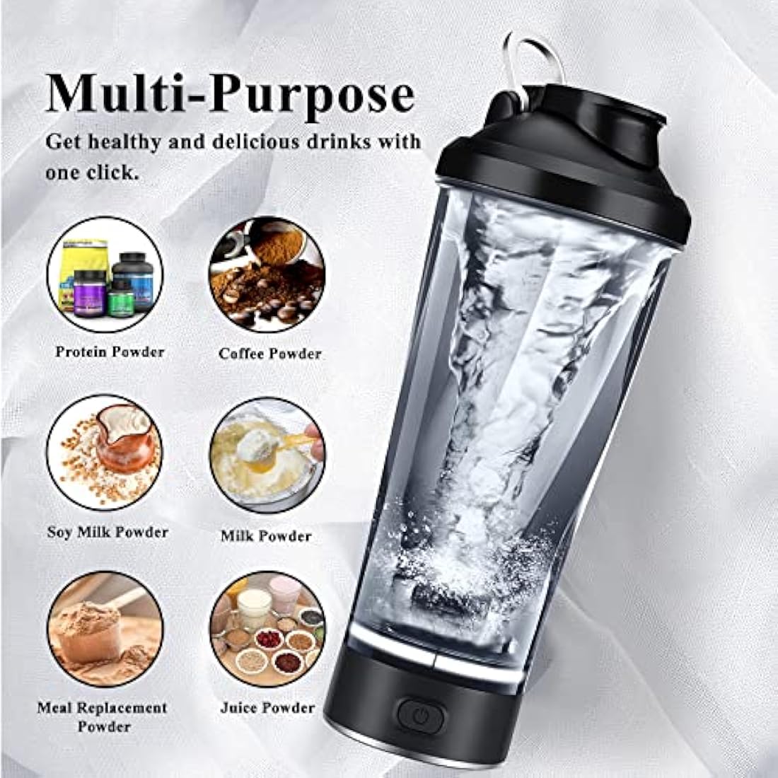 Electric Protein Shaker Bottle – 16oz Rechargeable Vortex Mixer