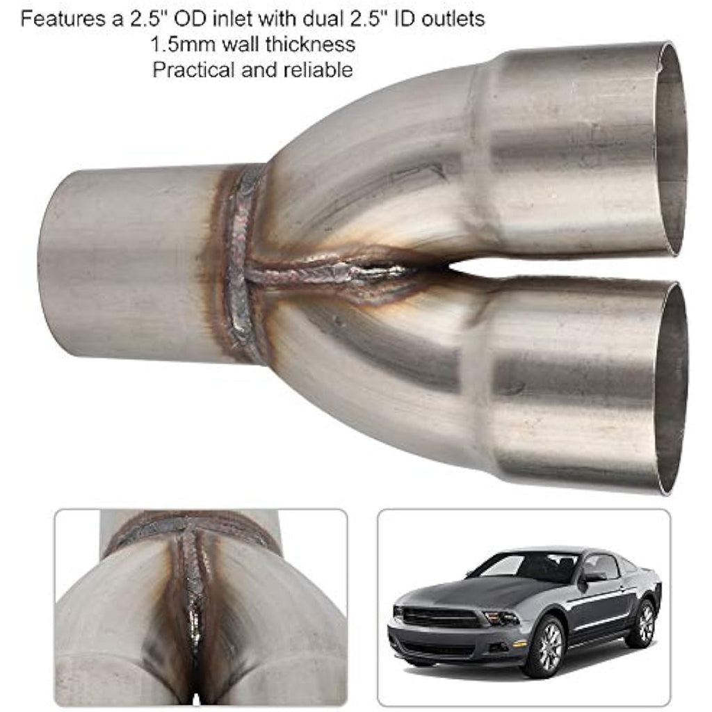 Gorgeri Stainless Steel Exhaust Y Pipe Adapter – 2.5in Dual Outlet